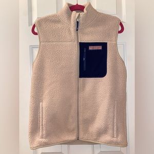 Vineyard Vines Stillwater Sherpa Vest XL Full Zip Khaki Blue NWOT